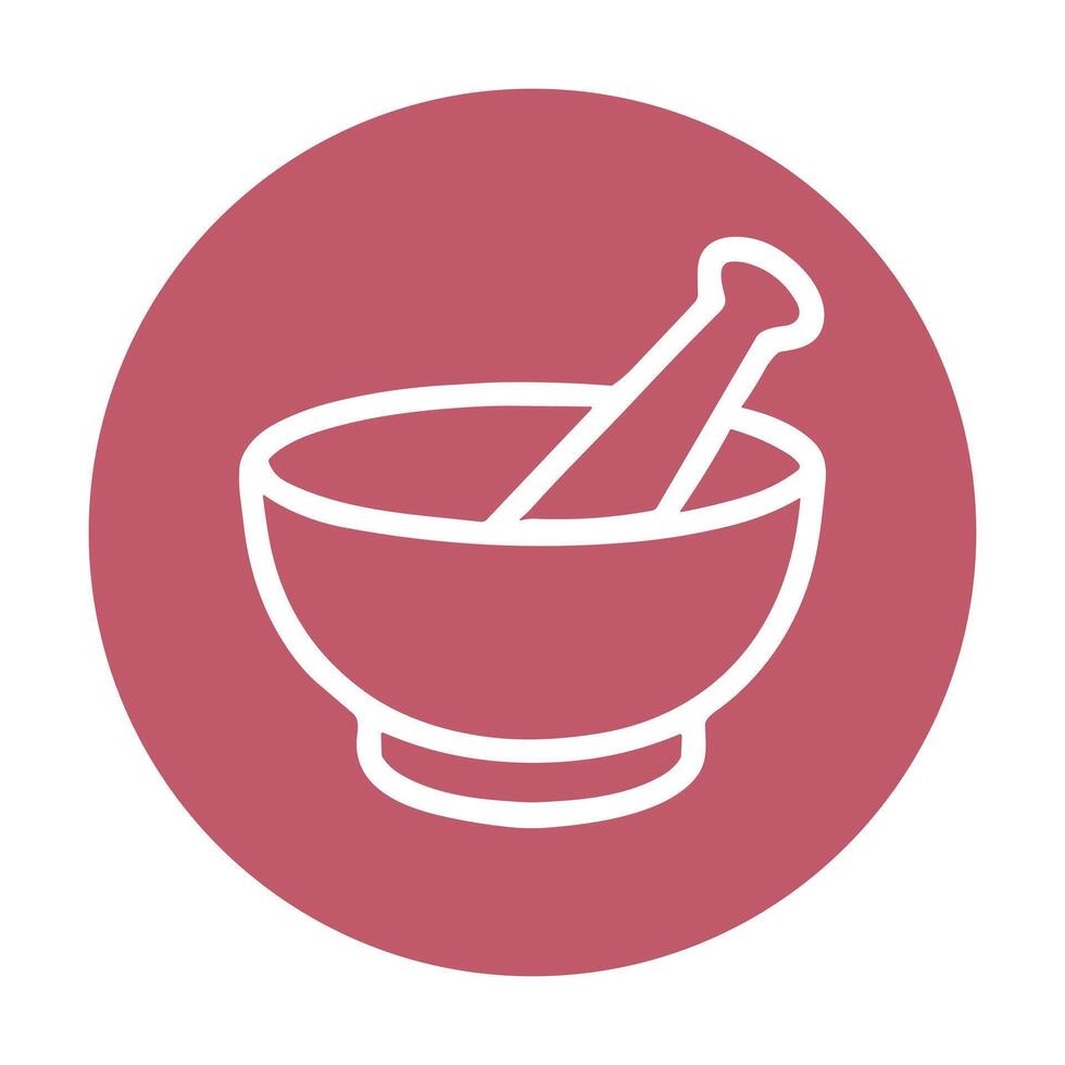 Mortar and pestle within berry circle. Icon symbol illustration vector