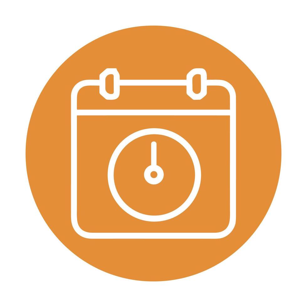 Orange calendar icon with clock hand. Icon symbol illustration vector
