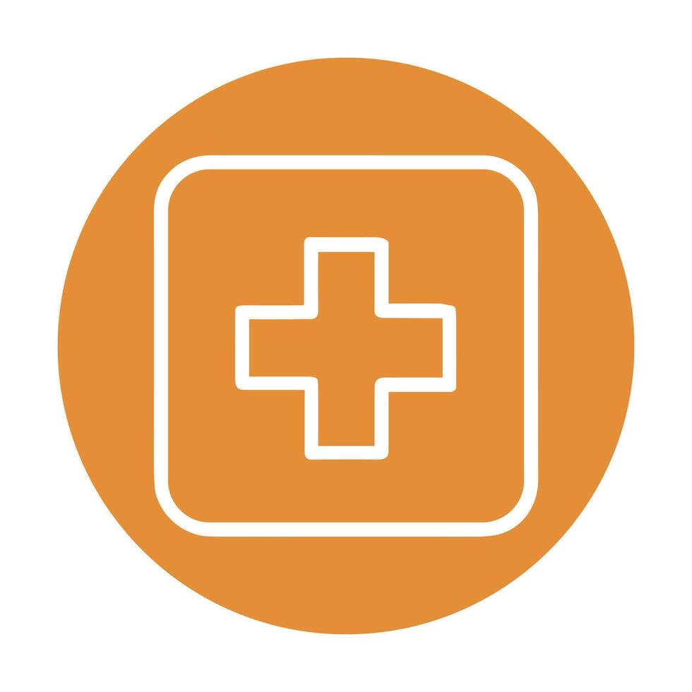 Orange medical symbol inside a circle. Icon symbol illustration vector