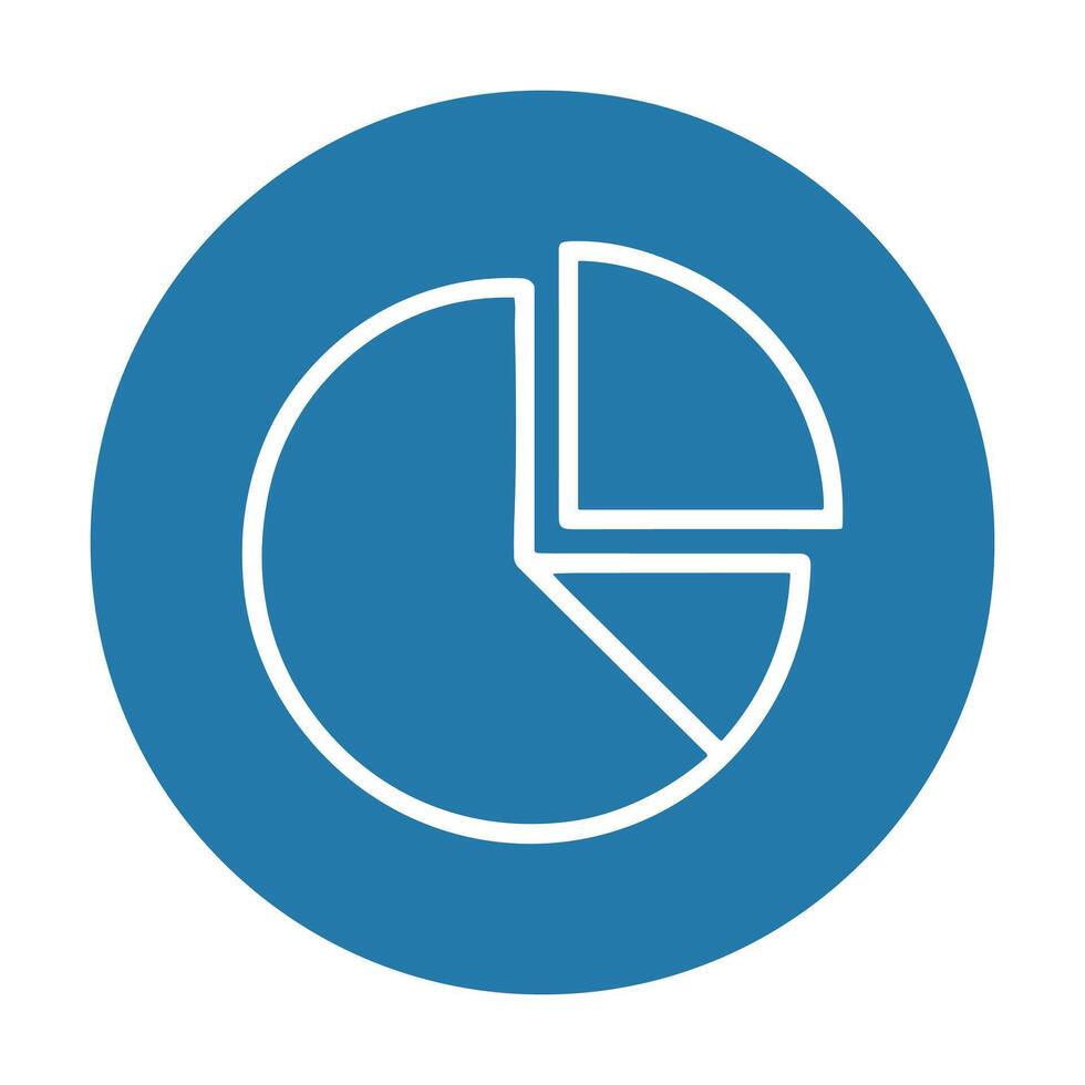 Round blue chart showing different segments. Icon symbol illustration vector