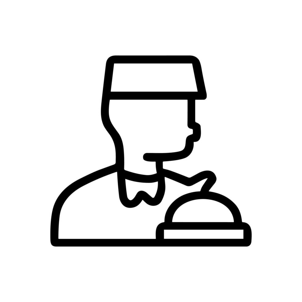 Server presents covered dish service. Icon symbol illustration vector