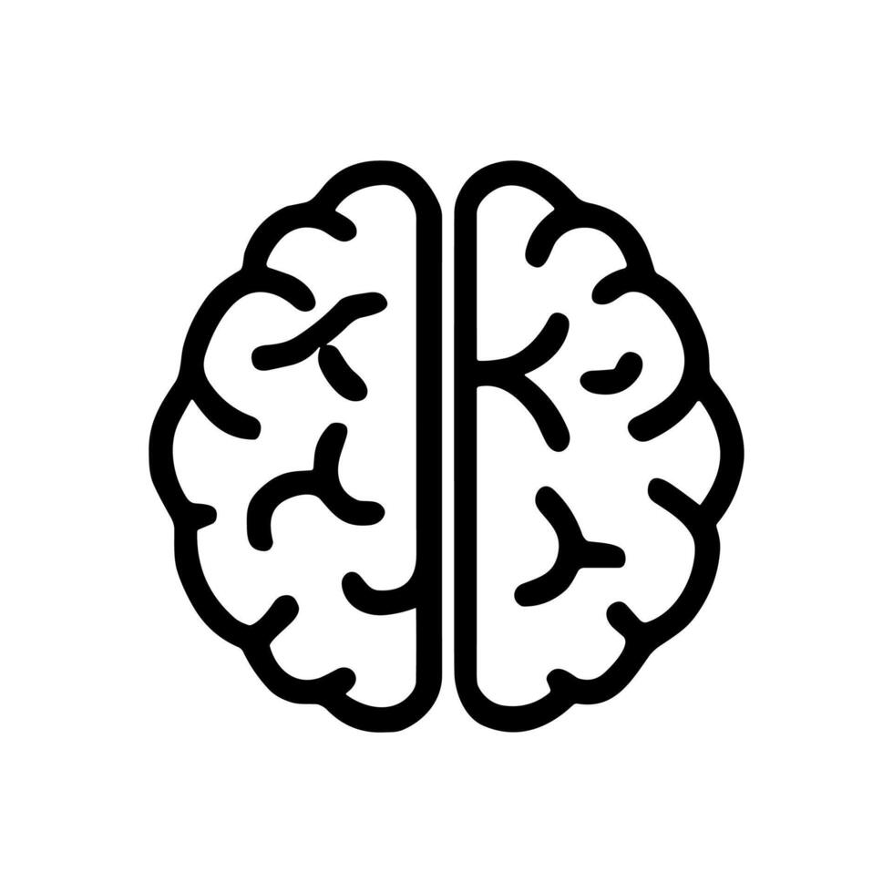 Simplified schematic of a human brain. Icon symbol illustration vector