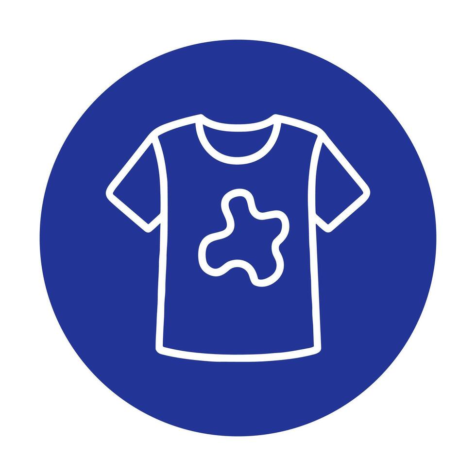 Stained shirt icon within blue circle. Icon symbol illustration vector