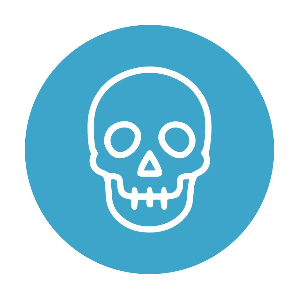 Skull icon on blue circle. Icon symbol illustration vector