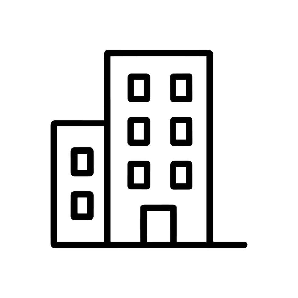 Stark line drawing of office building. Icon symbol illustration vector