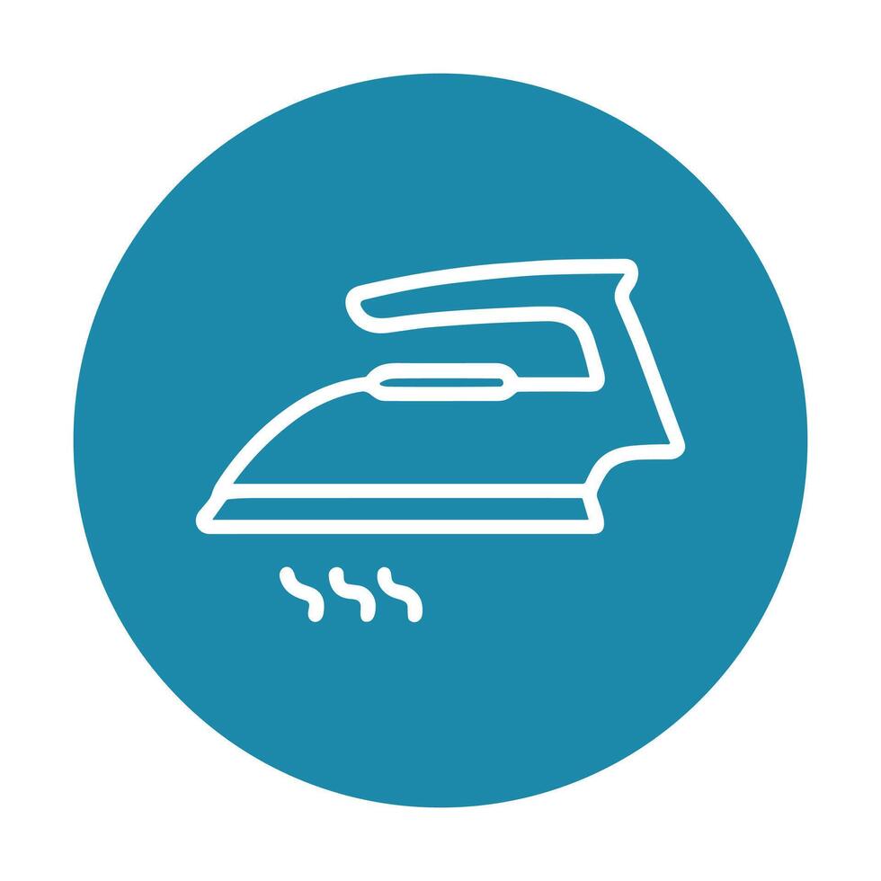 Steaming Iron Icon in Blue Circle. Icon symbol illustration vector