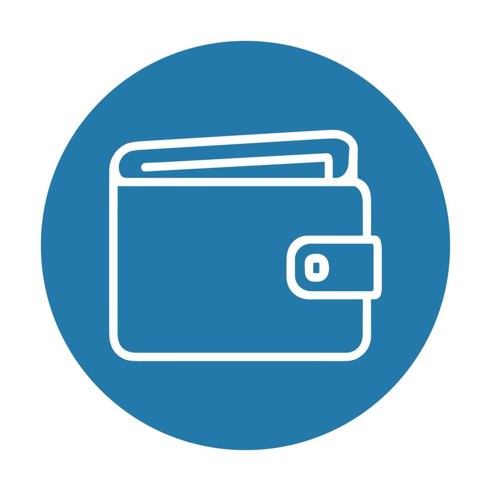 Stylish Wallet Graphic on Blue Backdrop. Icon symbol illustration vector