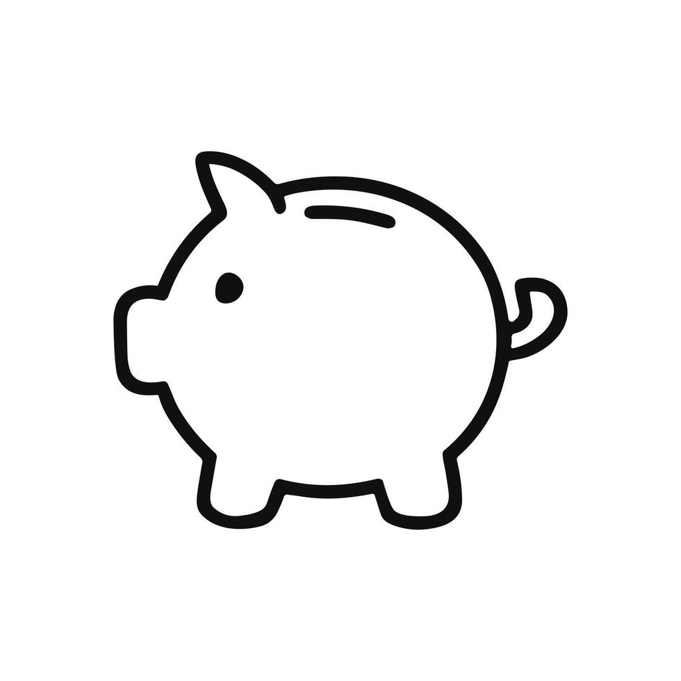 Stylized piggy bank outline illustration. Icon symbol illustration vector