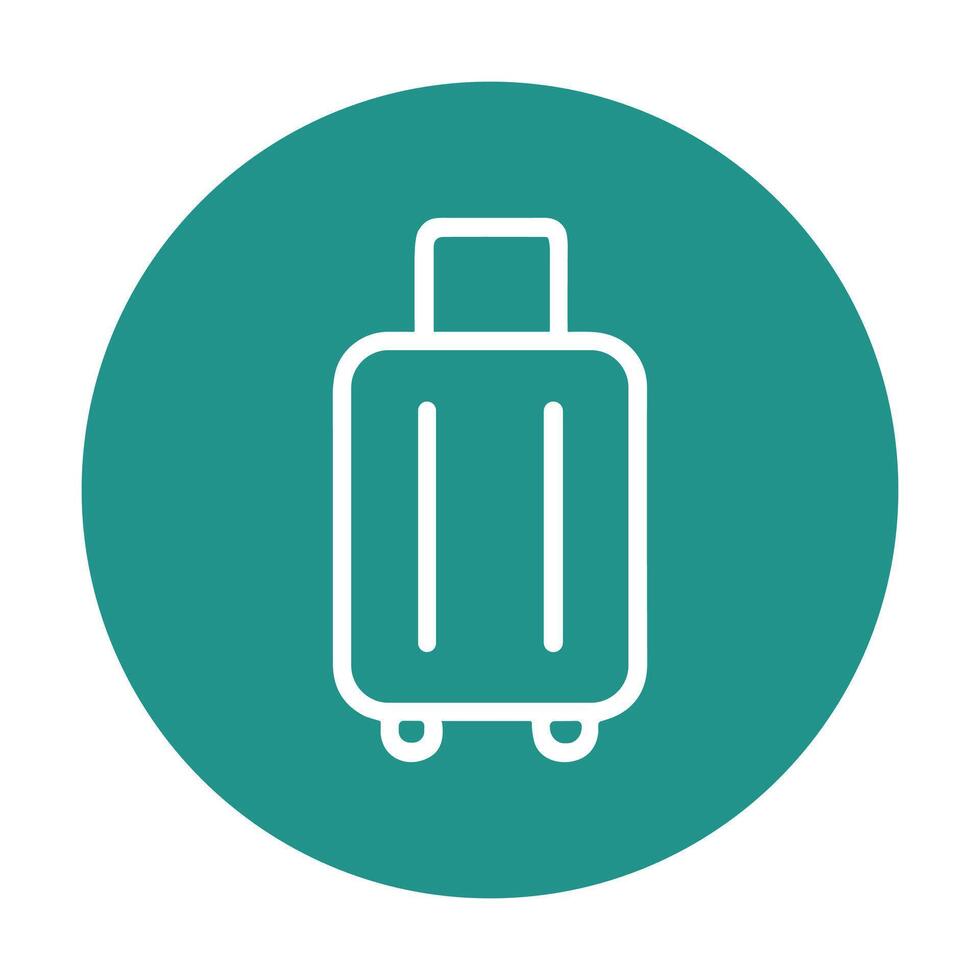 Teal Travel Icon A wheeled suitcase stands ready. Icon symbol illustration vector