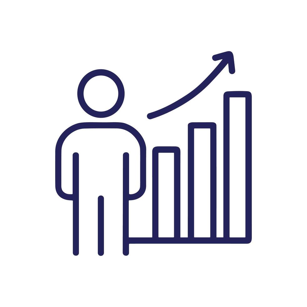 Ascending success icon with figure. Icon symbol illustration vector