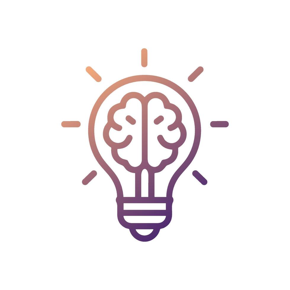 Brainstorming lightbulb sparks creative thinking. Icon symbol illustration vector