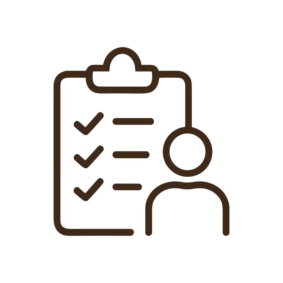 Checked list and person silhouette. Icon symbol illustration vector