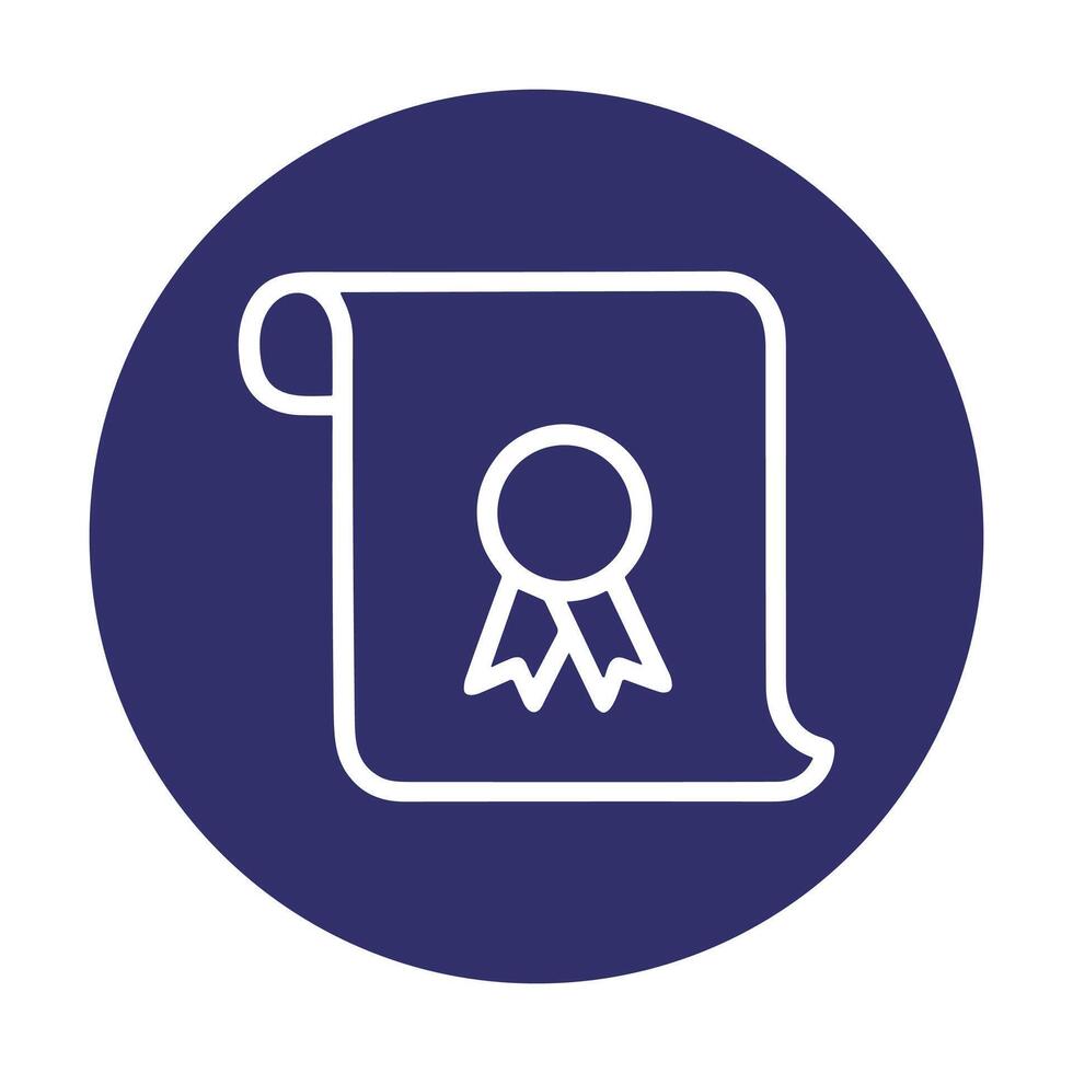 Certificate outline within a circle. Icon symbol illustration vector