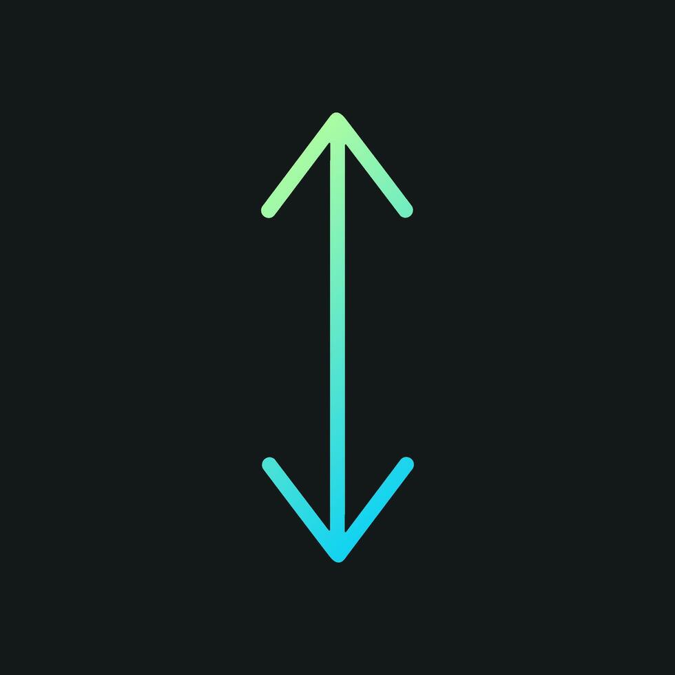 Cyan arrow points vertically both directions. Icon symbol illustration vector