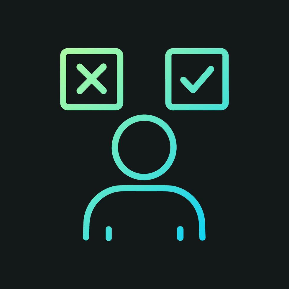 Decisionmaking A person contemplating choices. Icon symbol illustration vector