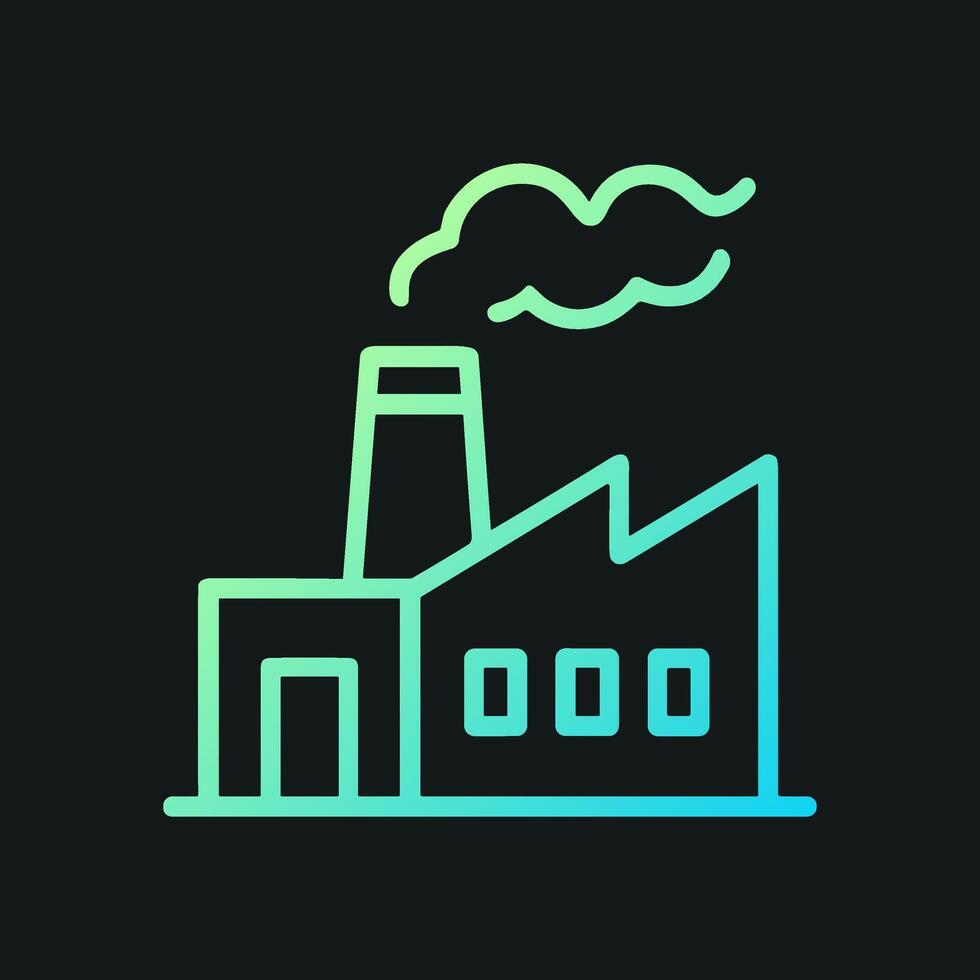 Factory emitting stylized smoke graphic. Icon symbol illustration vector