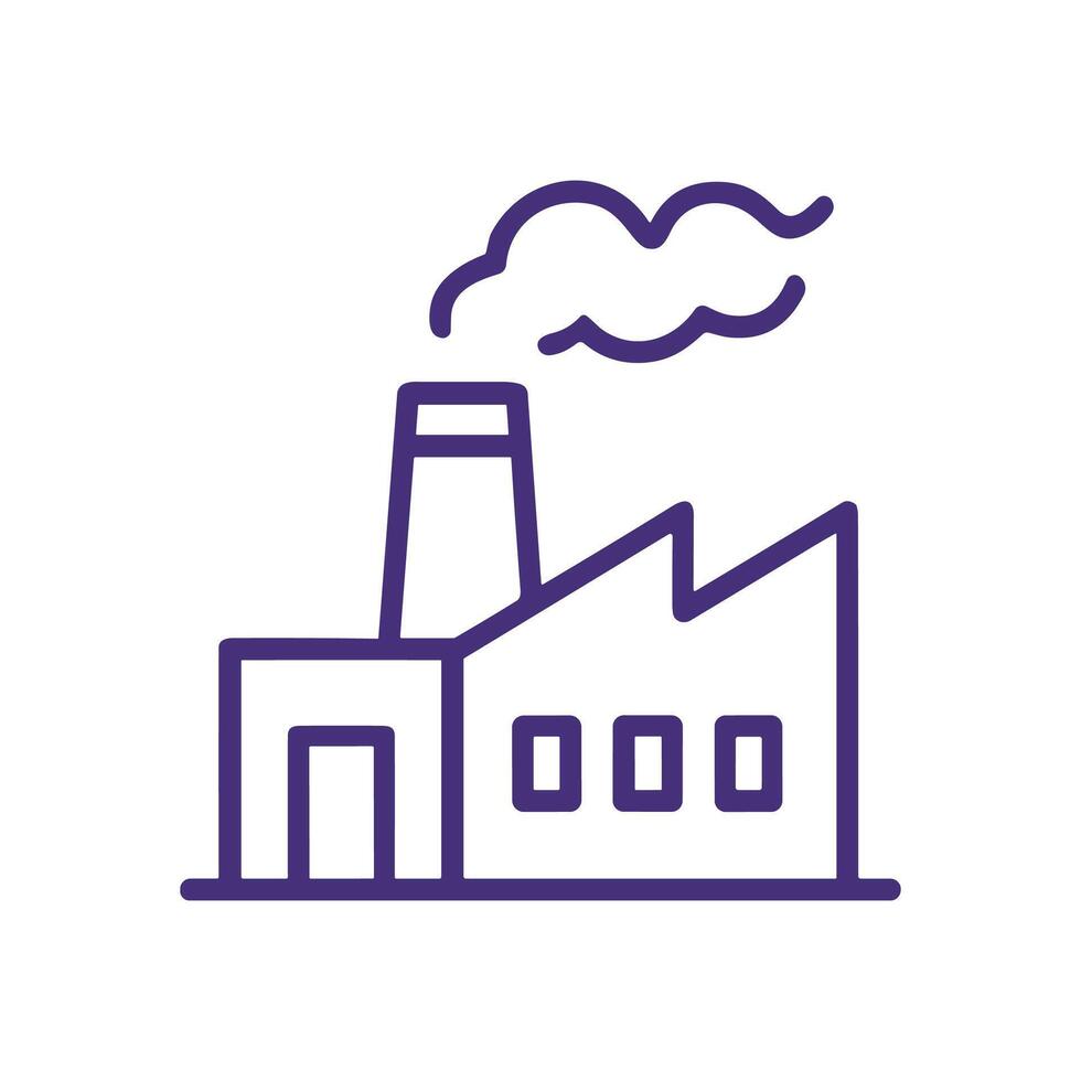 Factory spewing smoke outline drawing. Icon symbol illustration vector