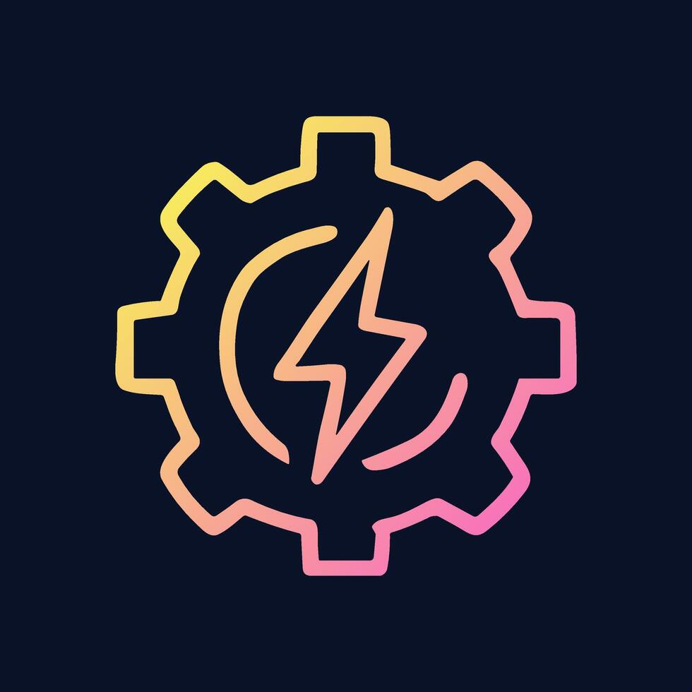 Gradient Cogwheel with Lightning Bolt. Icon symbol illustration vector