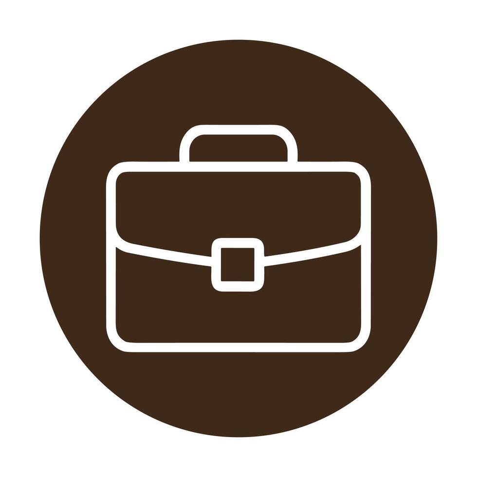 Minimalist briefcase in brown circle design. Icon symbol illustration vector