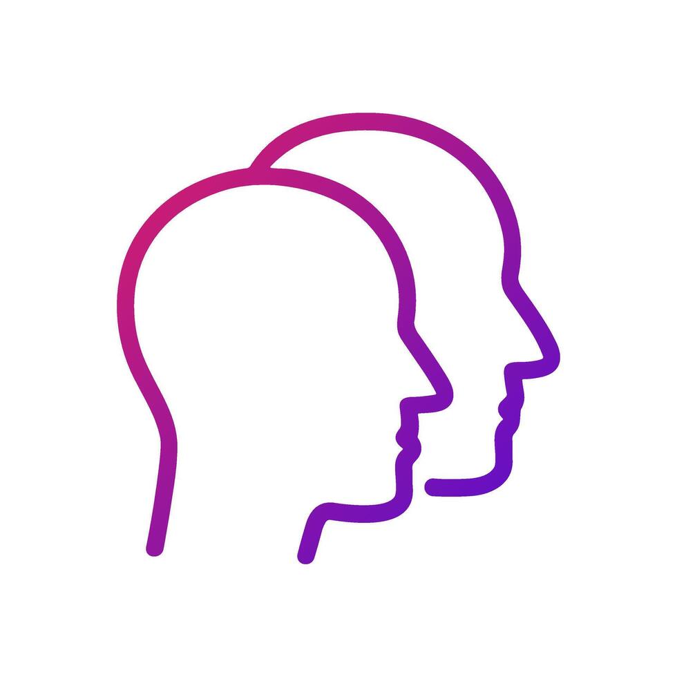 Overlapping heads in purple gradient. Icon symbol illustration vector