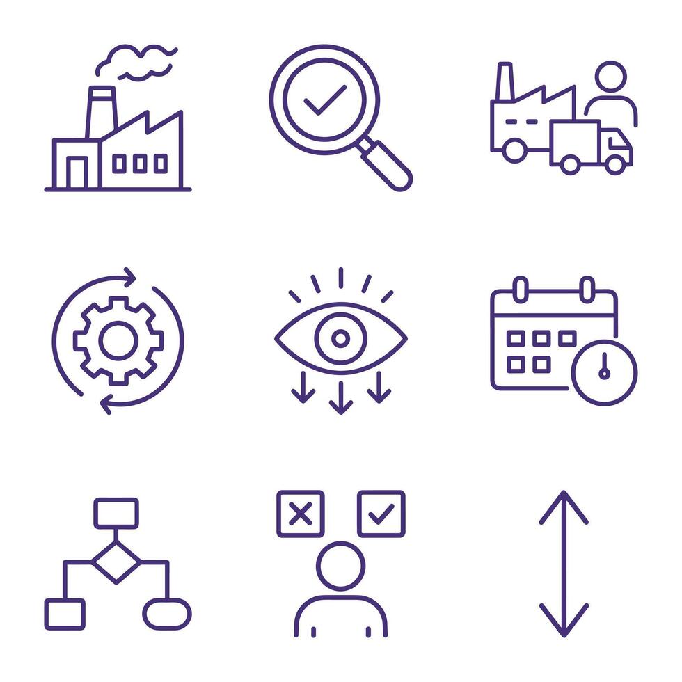 Organizational planning and operational icons arrangement. Icon symbol illustration vector