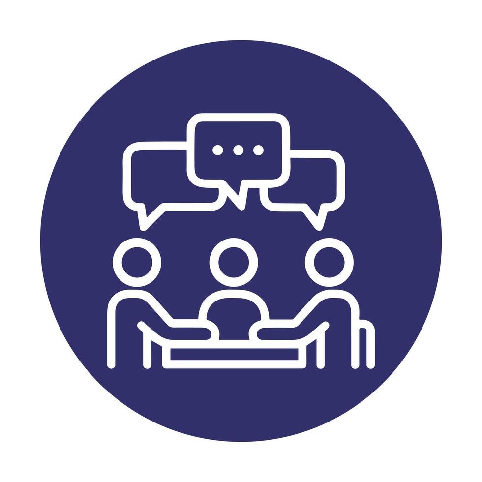 People conversing at a table. Icon symbol illustration vector
