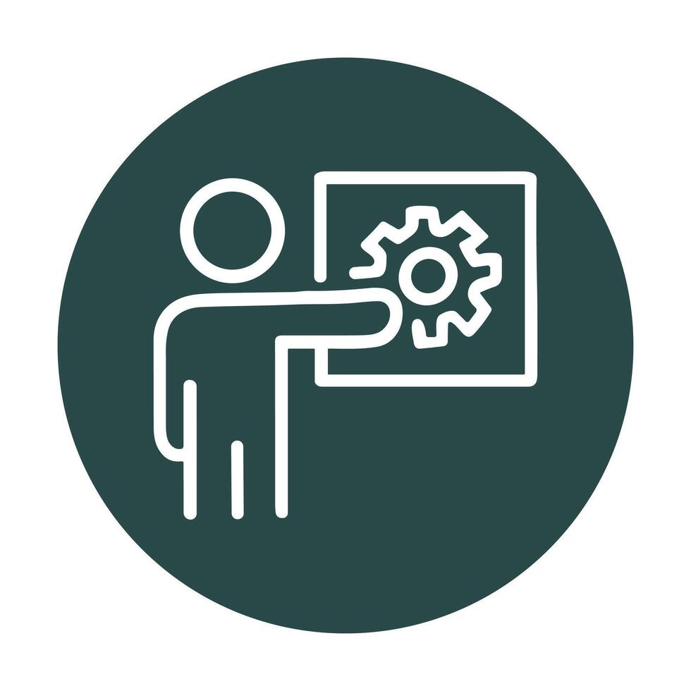Person presenting project management process. Icon symbol illustration vector
