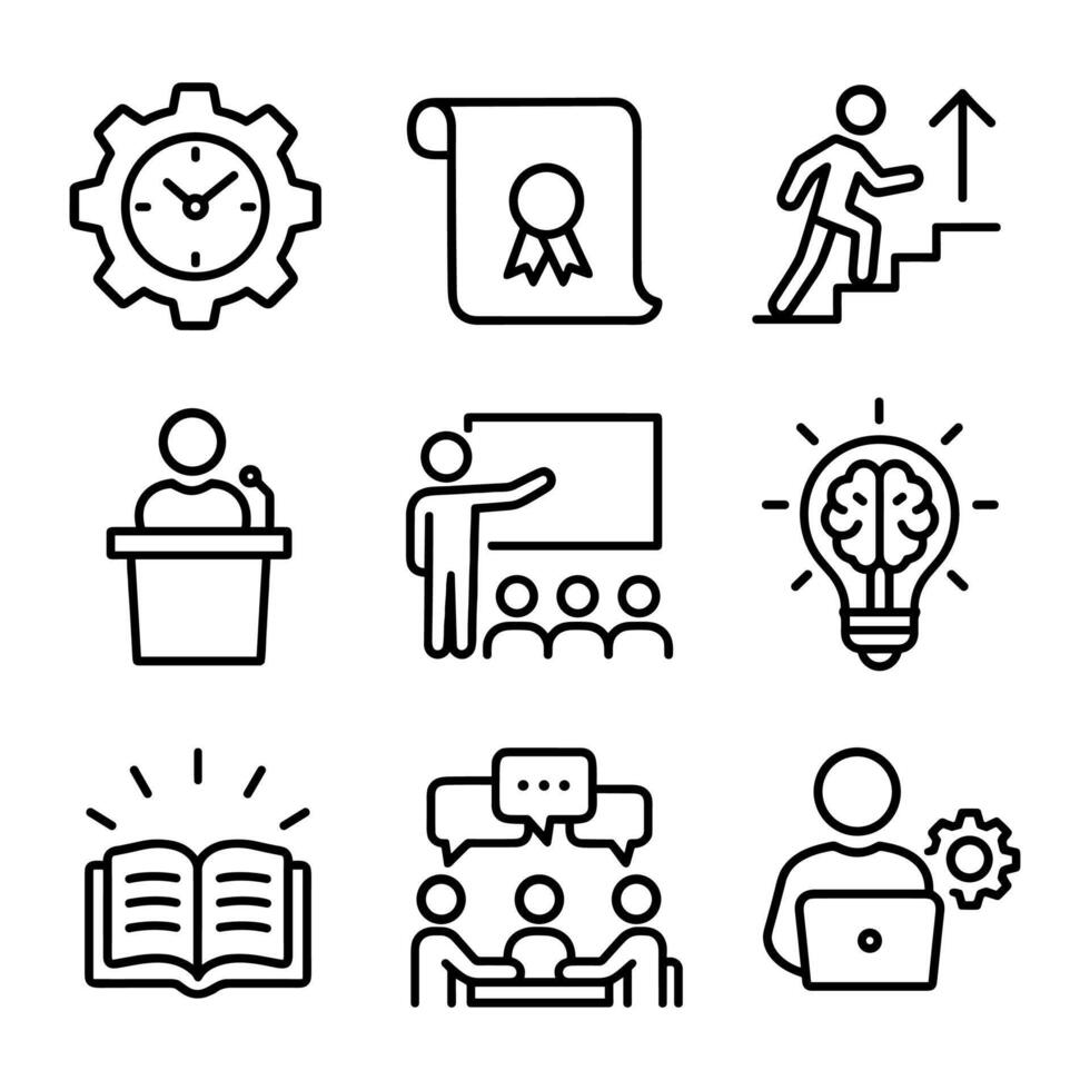 Professional growth and learning icons. Icon symbol illustration vector