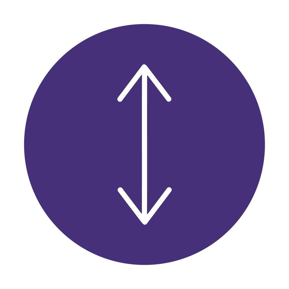Purple circle with bidirectional arrow indicator. Icon symbol illustration vector
