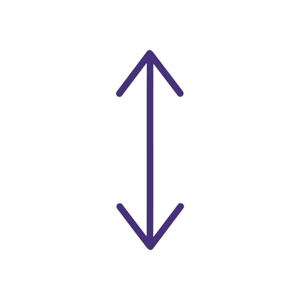 Purple upwarddownward arrows denote vertical movement. Icon symbol illustration vector