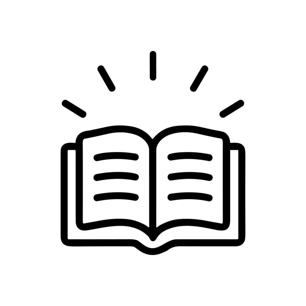 Radiant book of knowledge unfolds. Icon symbol illustration vector