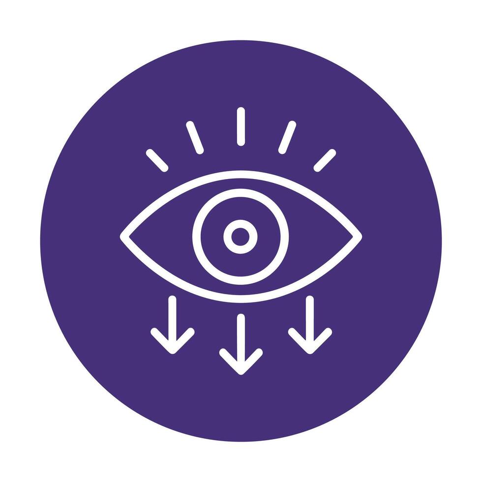 Seeing insights downward flow of knowledge. Icon symbol illustration vector