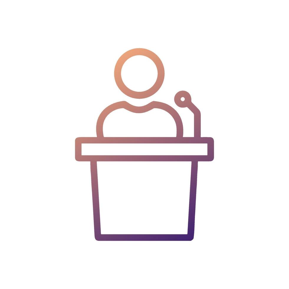 Speaker at podium with microphone icon. Icon symbol illustration vector