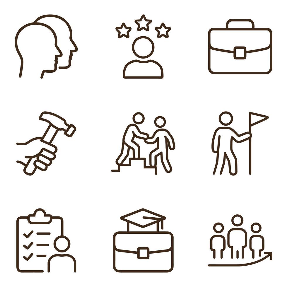 Workplace Success Icons of Progress. Icon symbol illustration vector