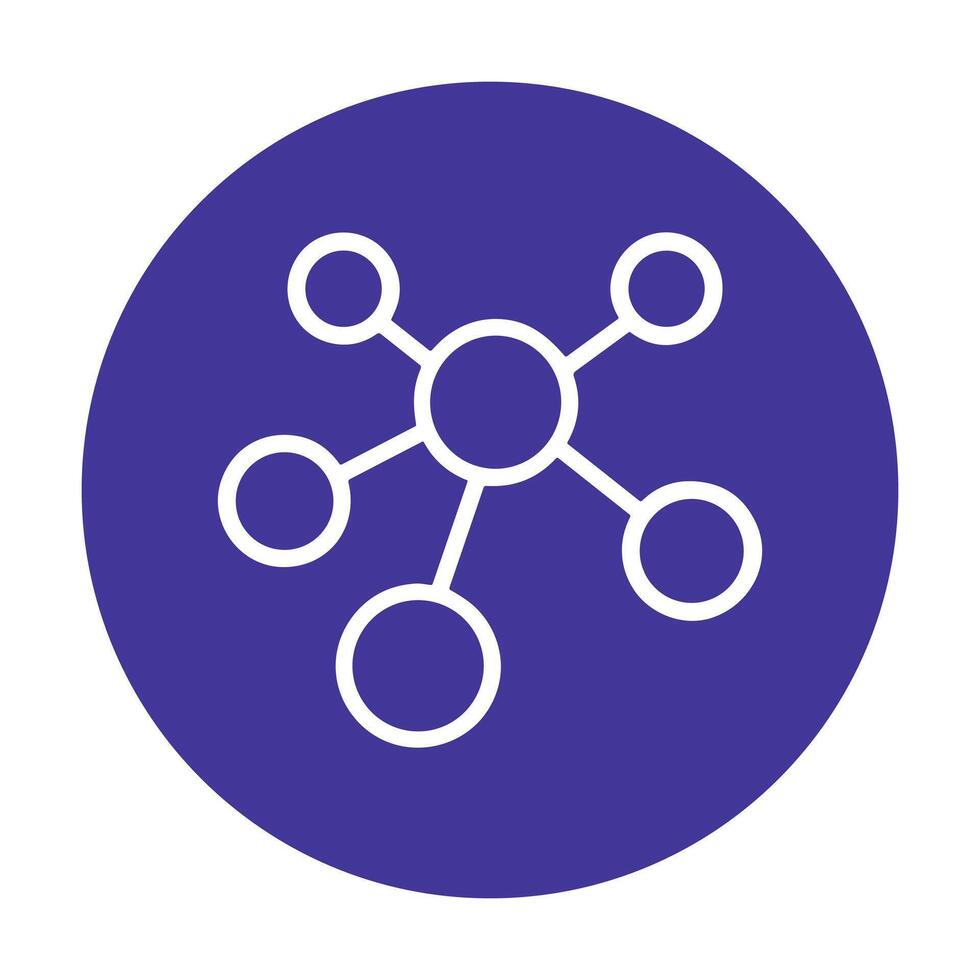 Abstracted network icon within purple circle. Icon symbol illustration vector