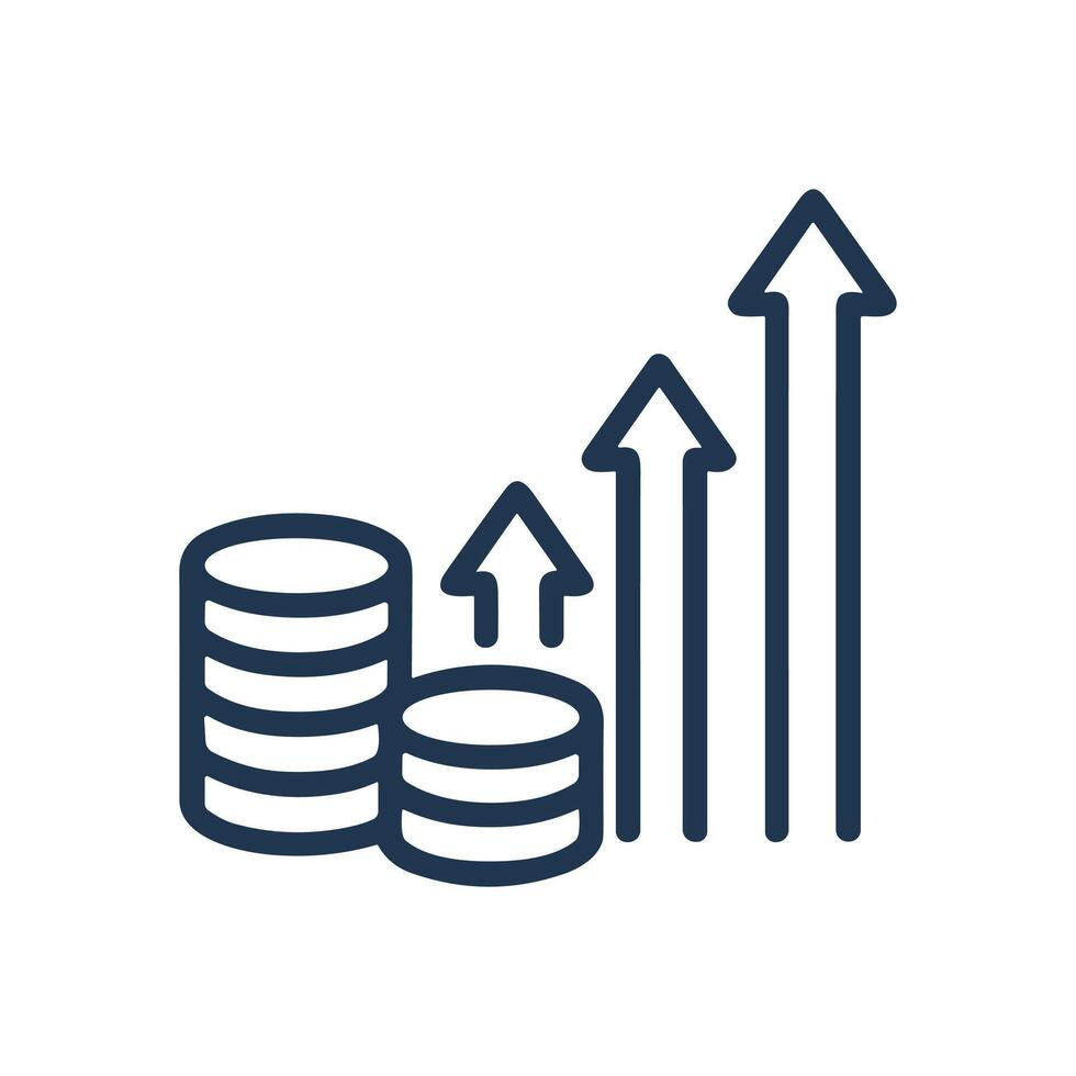 Ascending funds Growth visualization. Icon symbol illustration vector