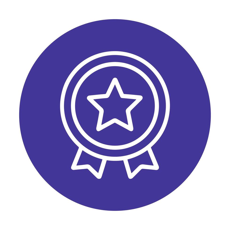 Blue circle with a white star award. Icon symbol illustration vector
