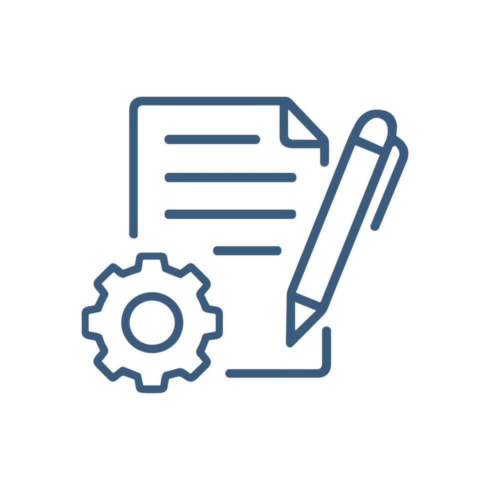 Blueprint revision and planning. Icon symbol illustration vector