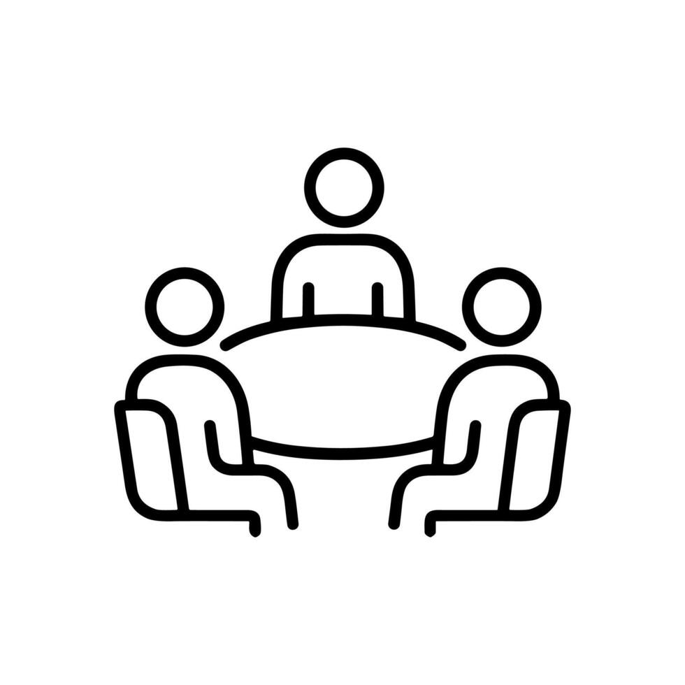 Boardroom meeting Round table discussion. Icon symbol illustration vector