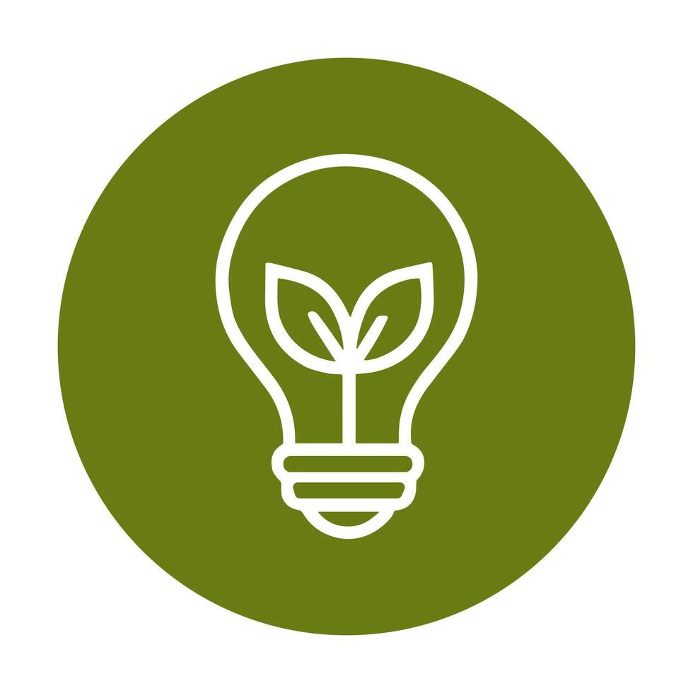 Bulb sprouts fresh idea within circle. Icon symbol illustration vector