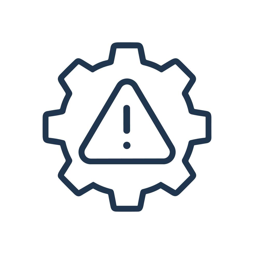 Cog with an alarming exclamation point. Icon symbol illustration vector