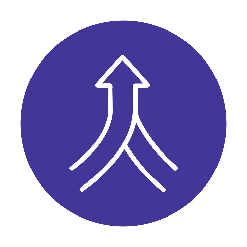 Diverging paths unite toward common goal. Icon symbol illustration vector