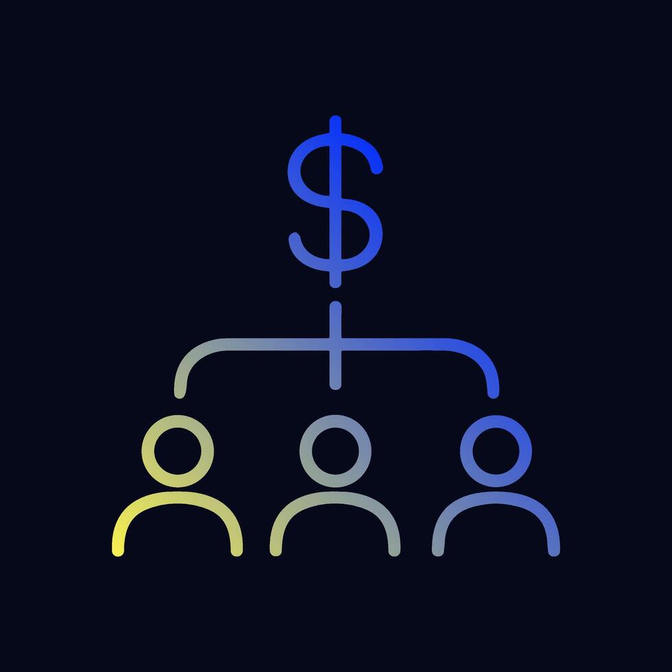Dollar sign branching into three people. Icon symbol illustration vector
