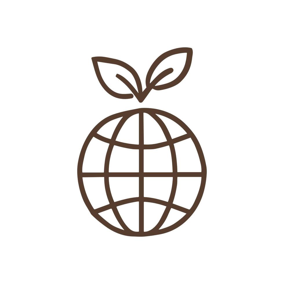 Ecological globe Growth and global connectedness. Icon symbol illustration vector