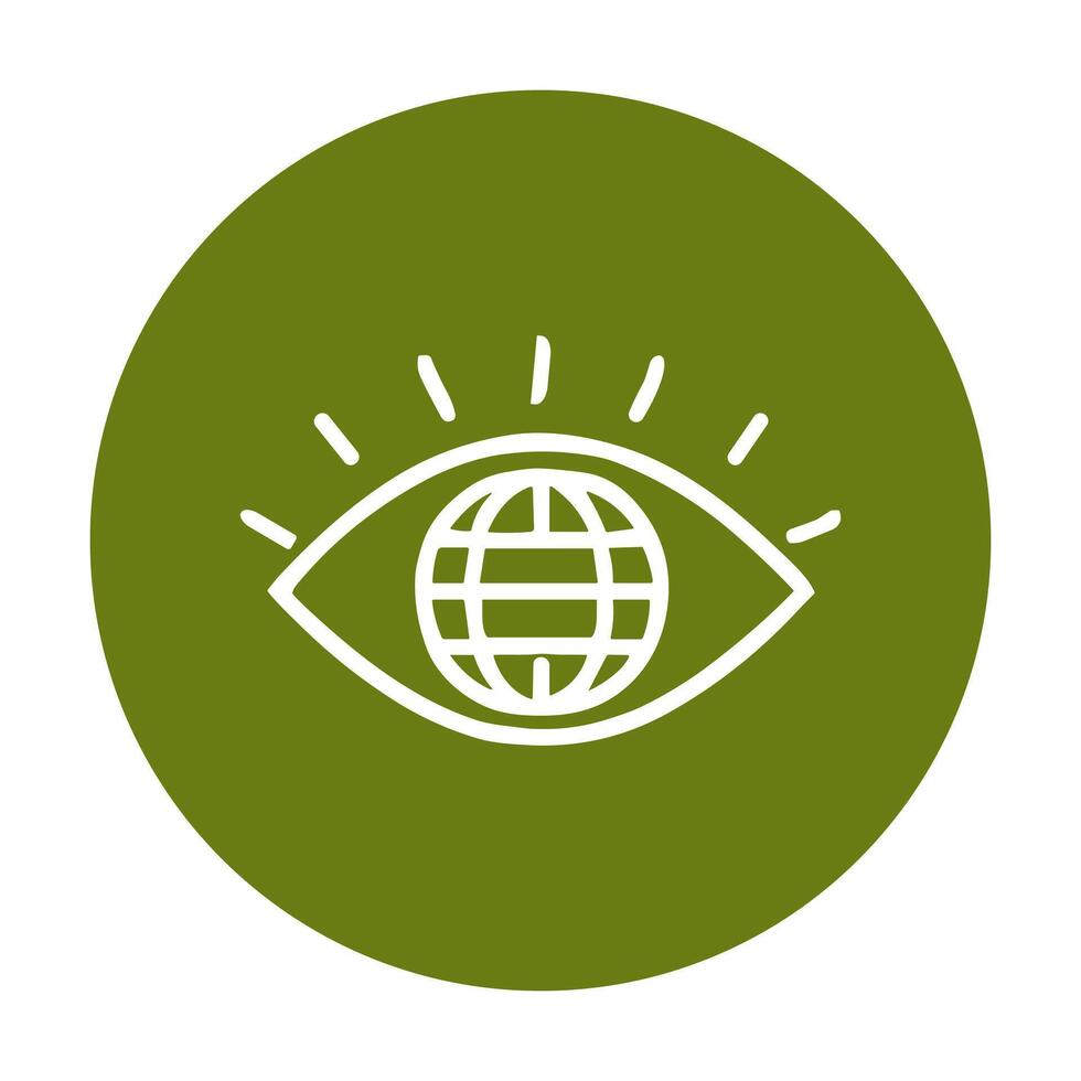 Globeeyed foresight seeing the world anew. Icon symbol illustration vector