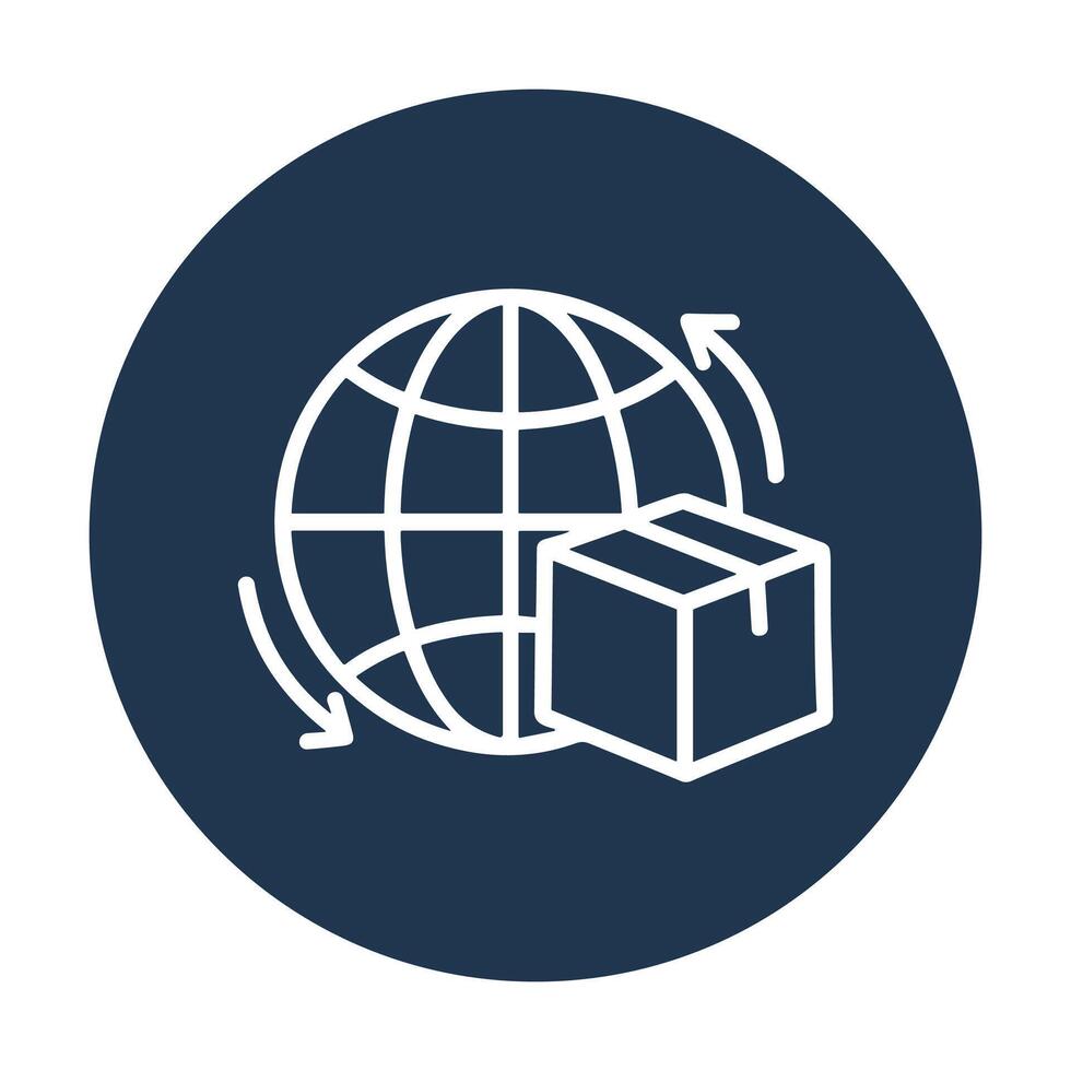 Global delivery icon with package. Icon symbol illustration vector
