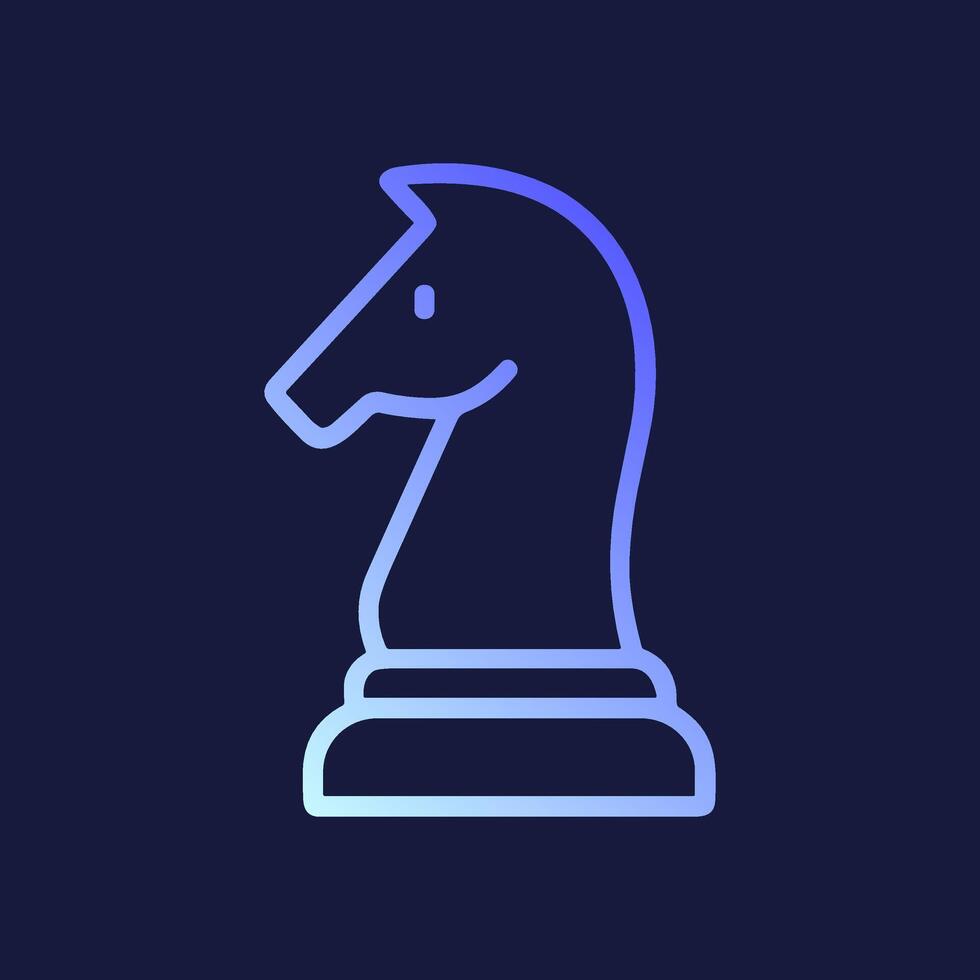 Gradient lineart chess knight illustration. Icon symbol illustration vector