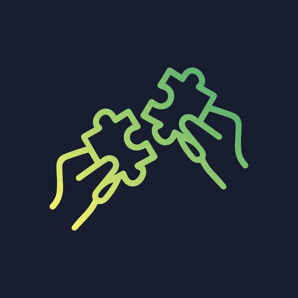 Hands connecting jigsaw puzzle pieces. Icon symbol illustration vector