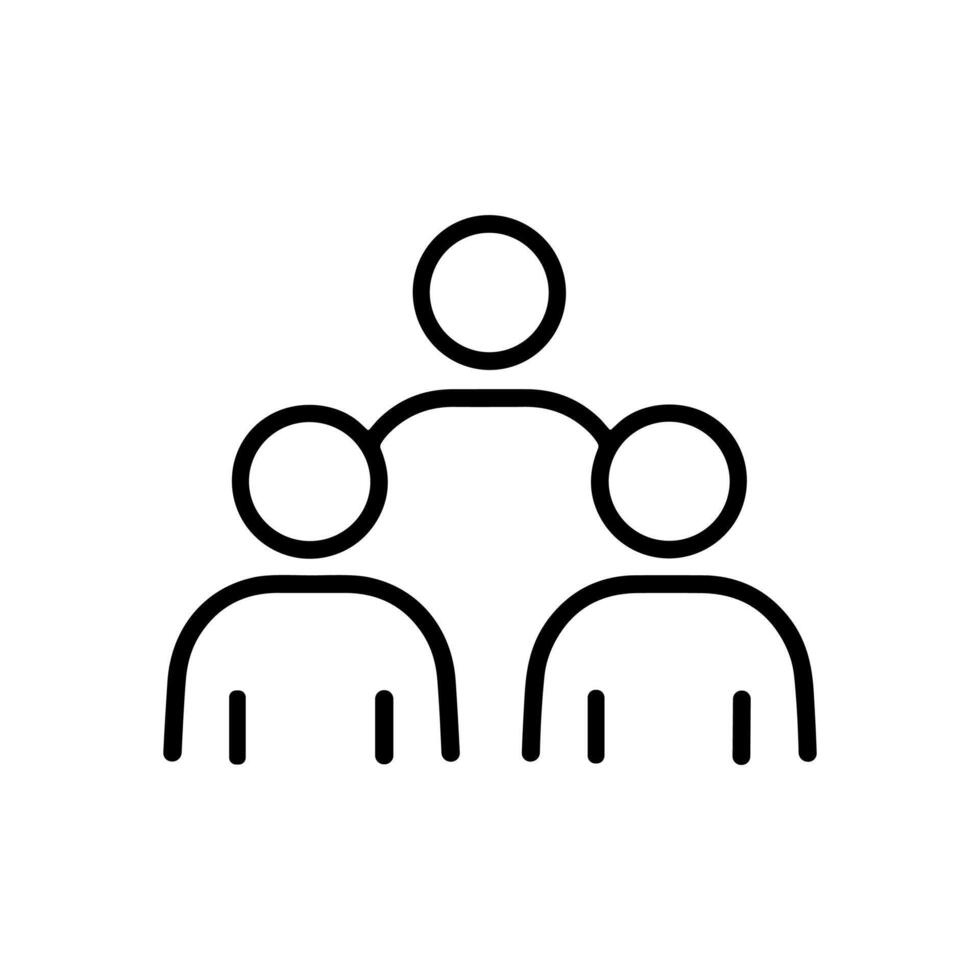 Hierarchy of three abstract stylized people. Icon symbol illustration vector