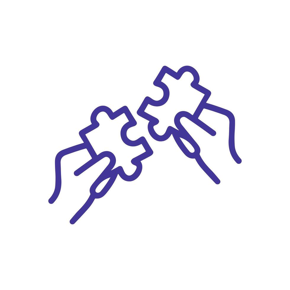 Hands unite jigsaw puzzle pieces. Icon symbol illustration vector